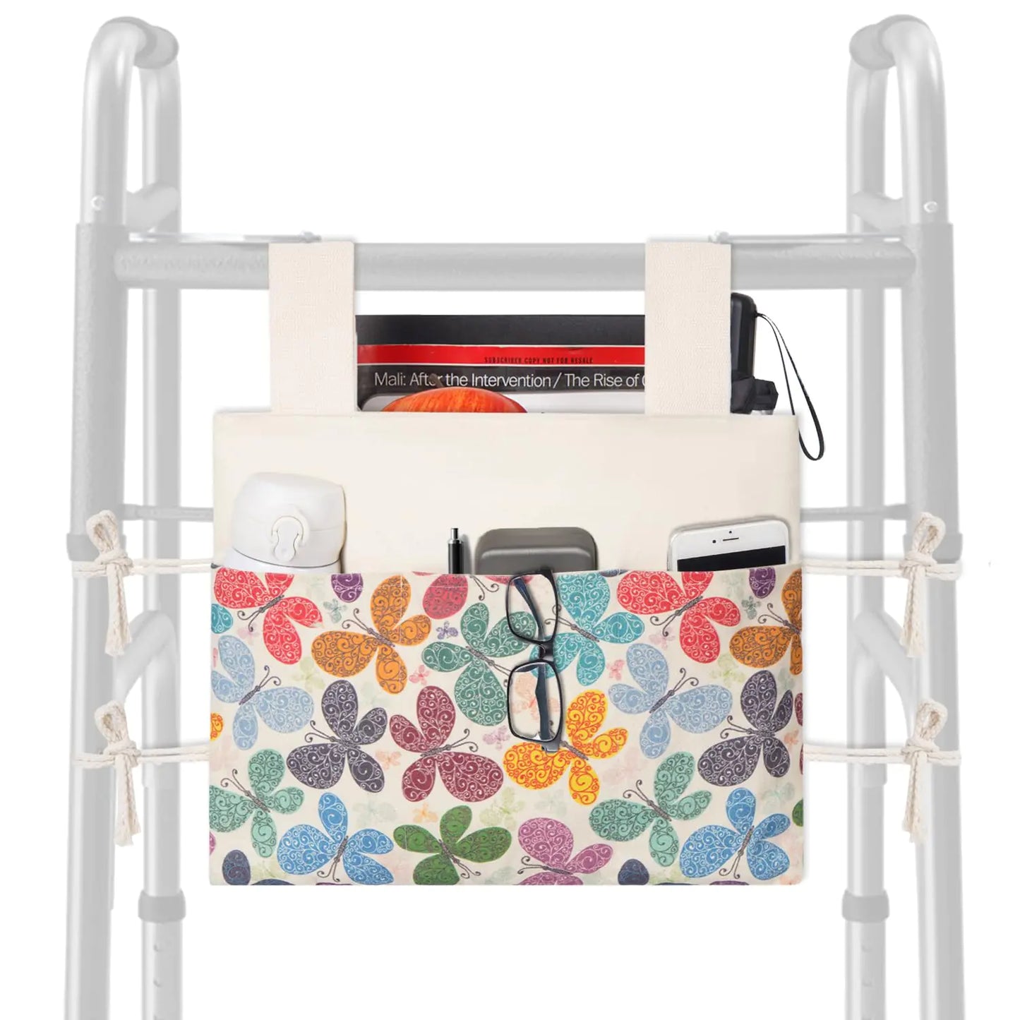 Walker Storage Bag | Everyday Essentials with Cup Holder (Butterfly)