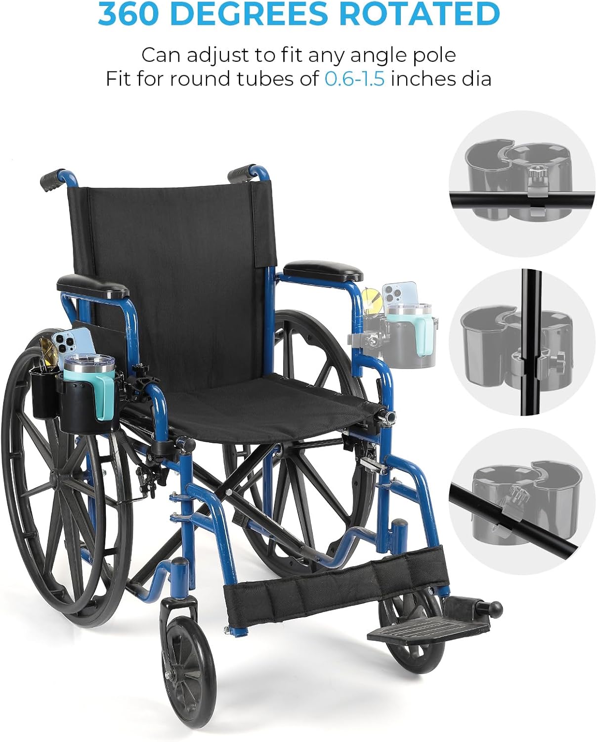 Multifunction Rollator & Mobility Cup Holder with Storage