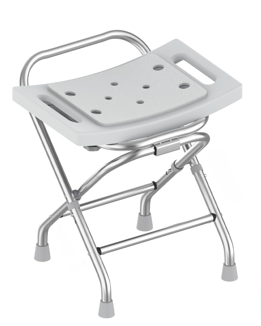 Height-Adjustable Folding Shower Chair with Padded Seat and Reinforced Crossbar – 400 lb Capacity, Gray
