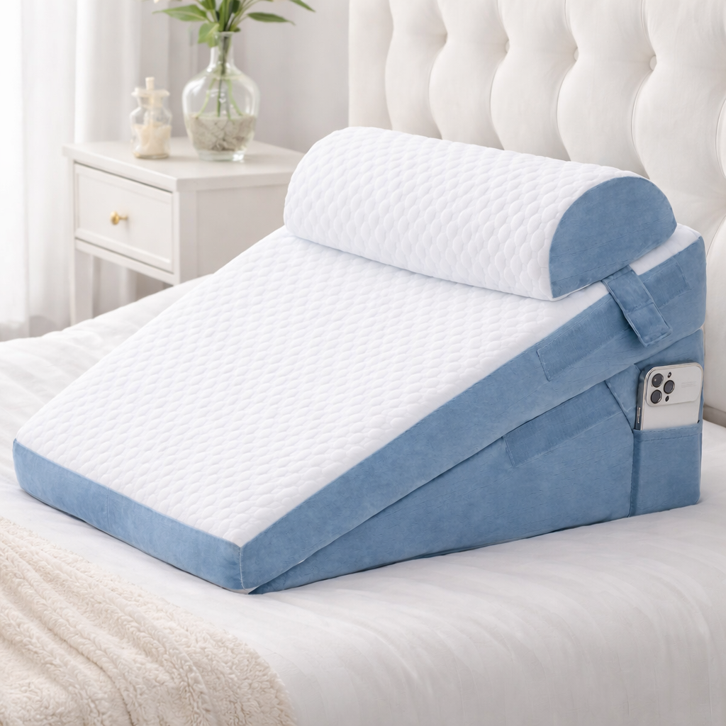 Adjustable Memory Foam Bed Wedge Pillow System | Multi-Height Support for Sleep & Recovery | Reflex Mobility