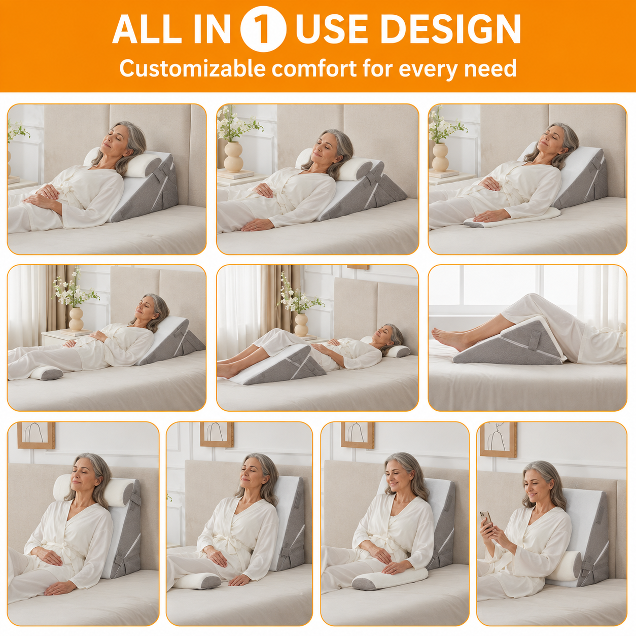 Adjustable 3-Piece Wedge Pillow System