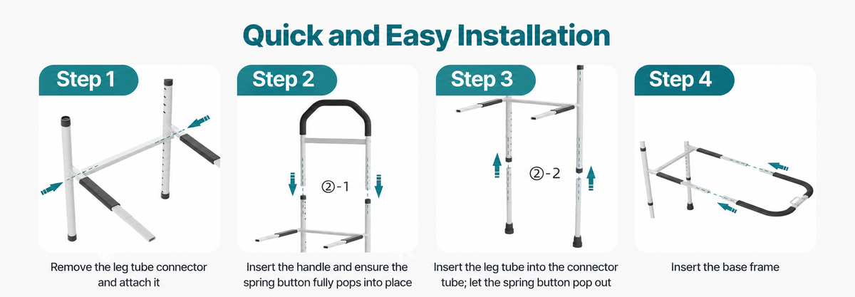 Adjustable Bed Assist Rail with Storage Pocket | Under-Mattress Support