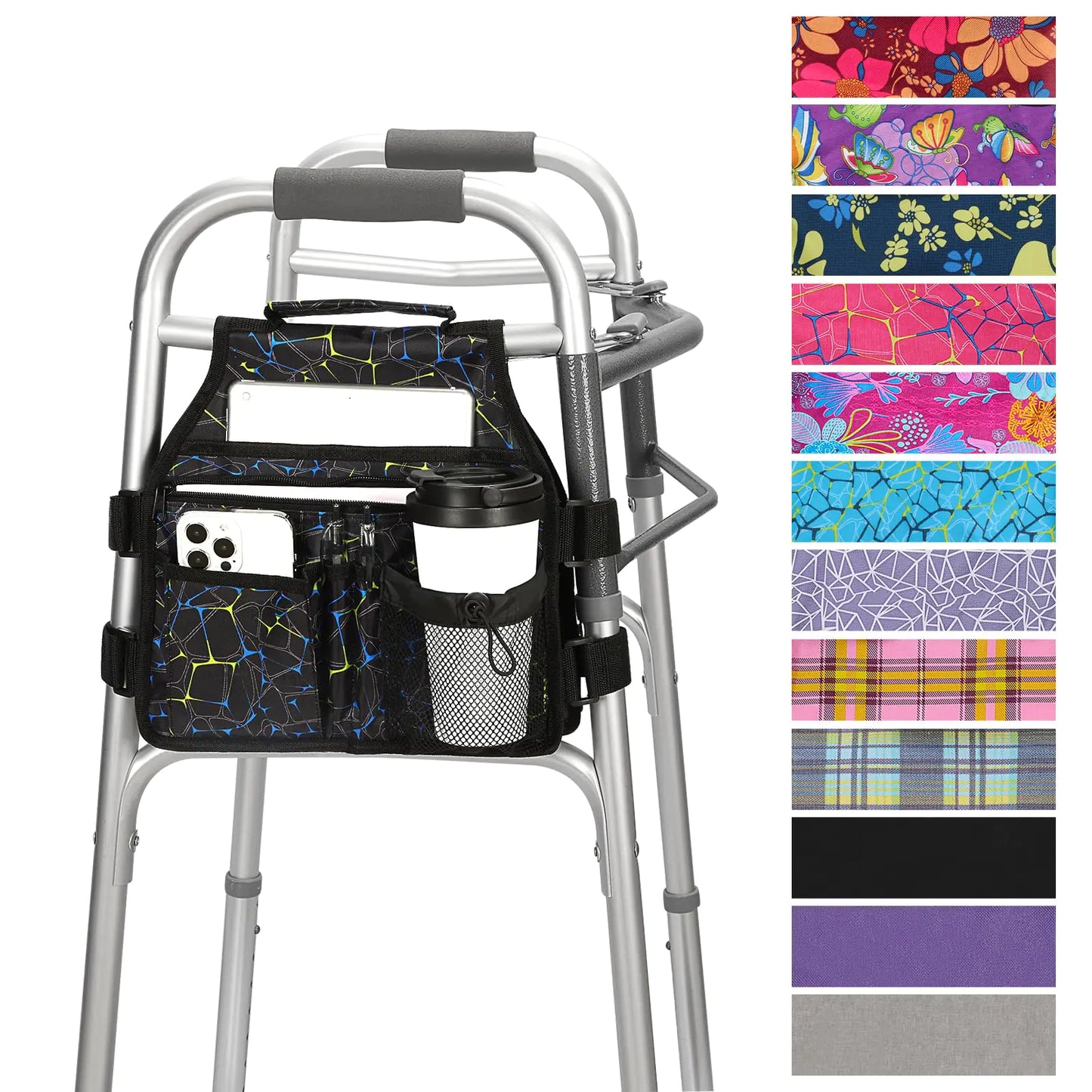 Side Walker Organizer Bag | Double-Sided Storage with Cup Holder (Multicolor)