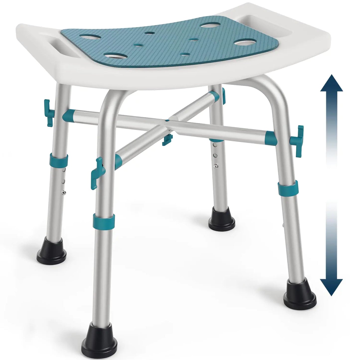 Teal Height-Adjustable Shower Chair with Padded Seat | Bath Stool (350 lb Capacity)