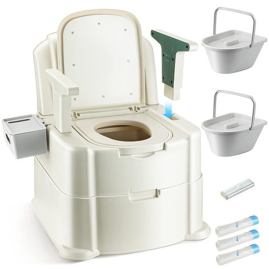 Bedside Commode Portable Toilet for Adults Commode Chair for Toilet with Arms Height Adjustable 2 Toilets and Induction Night Light Potty Chair for Elderly and Disabled