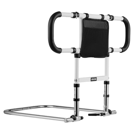 Adjustable Bedside Support Rail | Foldable Bed Assist Bar with Padded Handle | Fits King, Queen, Full, Twin