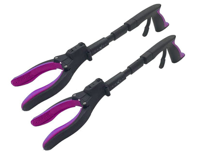 2-Pack Foldable Reacher Grabber Tool with Magnet & LED Light | Pink