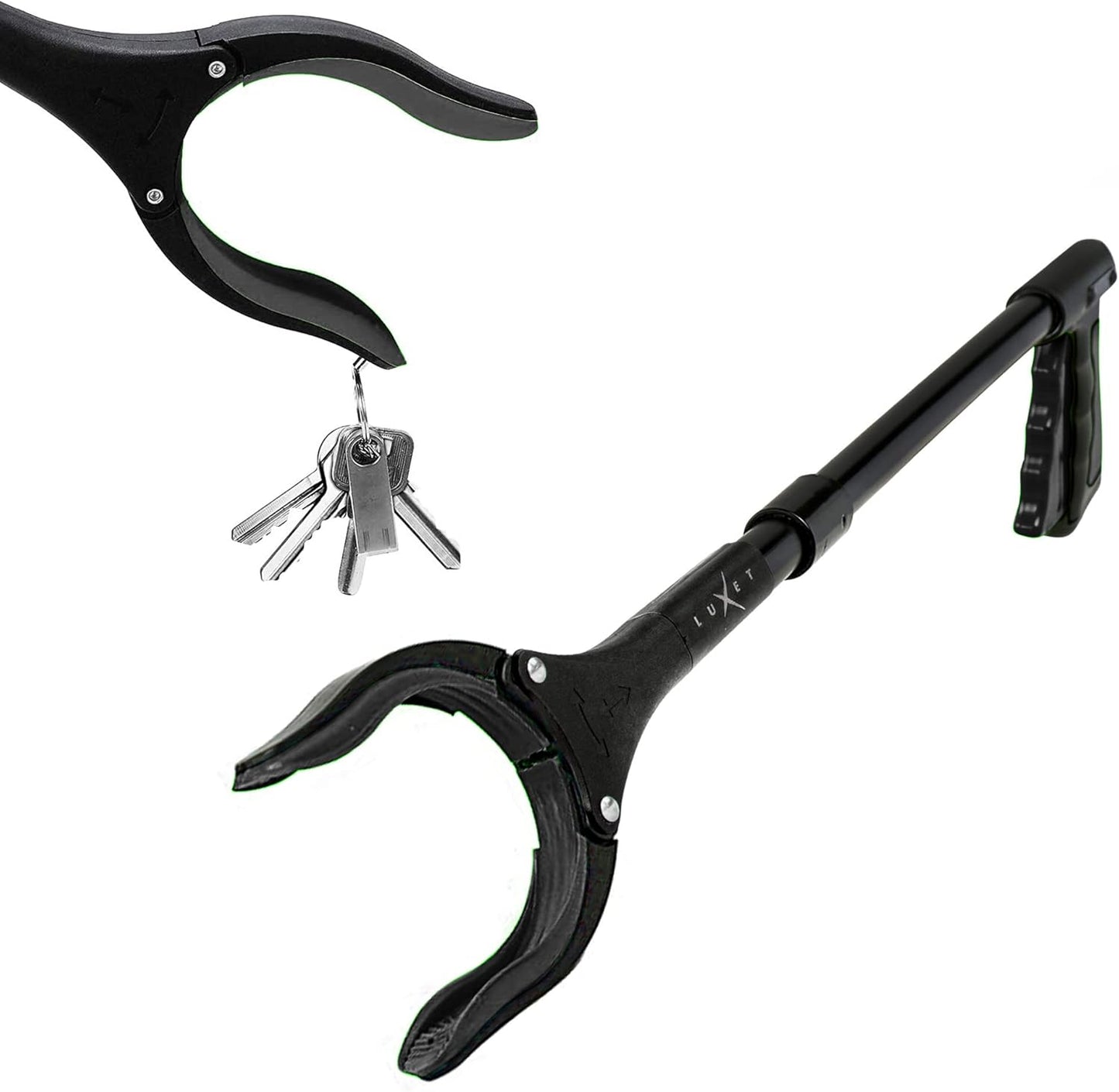 2-Pack Foldable Reacher Grabber Tool with Magnetic Tip | 19" Rotating Pickup Tool | Black