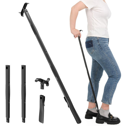 Adjustable 36-Inch Long-Handled Shoe Horn and Dressing Aid with Sock Remover