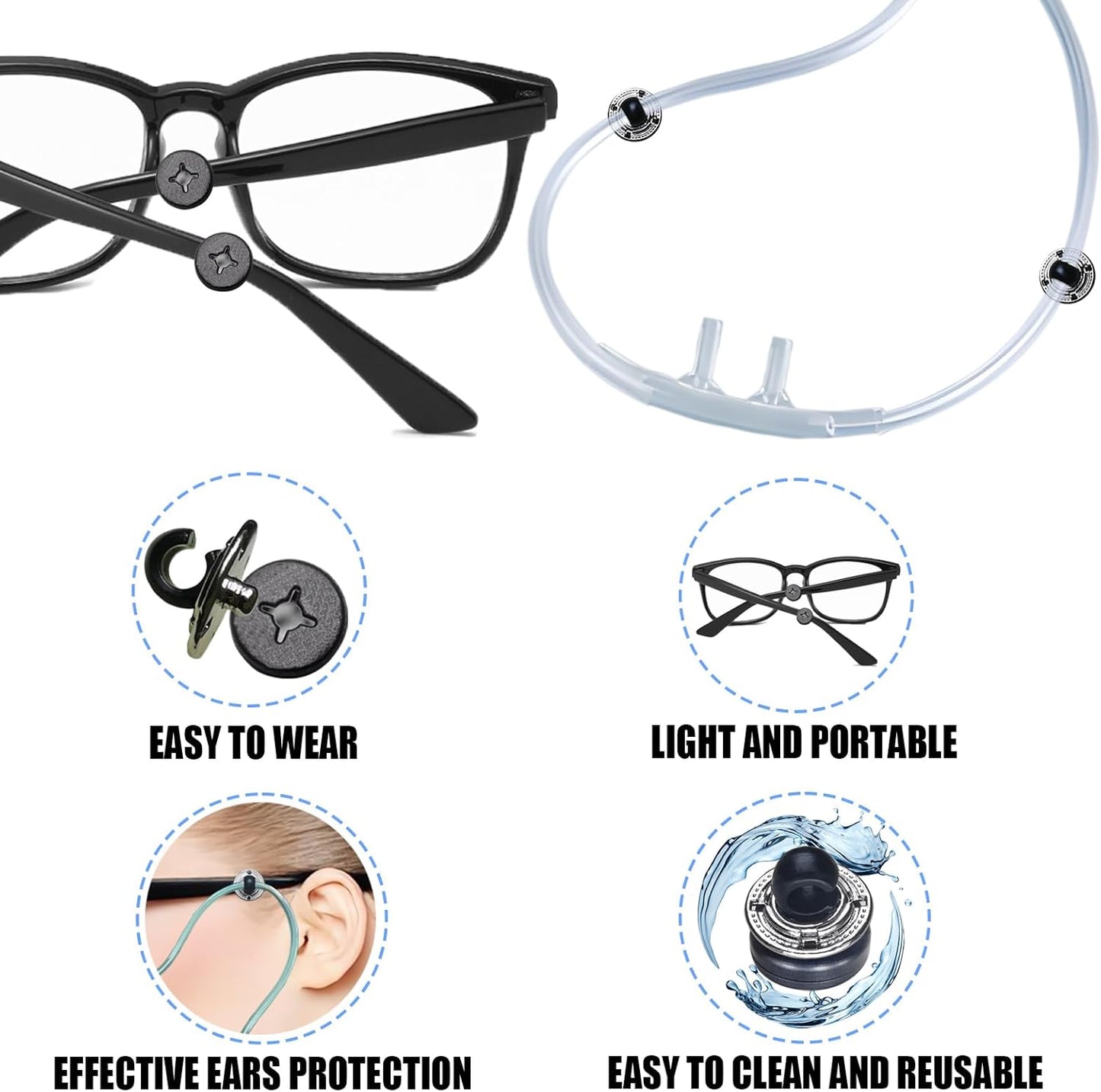 Oxygen Cannula Glasses Clip | Ear Saver Holder for Nasal Oxygen Tubing