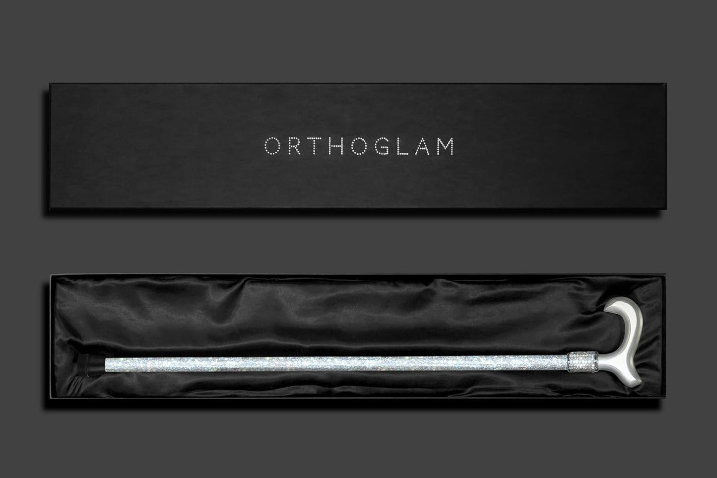 OrthoGlam “Silver Screen” Lightweight Crystal Rhinestone Fashion Cane - Fashionable Walking Stick