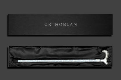 OrthoGlam “Silver Screen” Lightweight Crystal Rhinestone Fashion Cane - Fashionable Walking Stick
