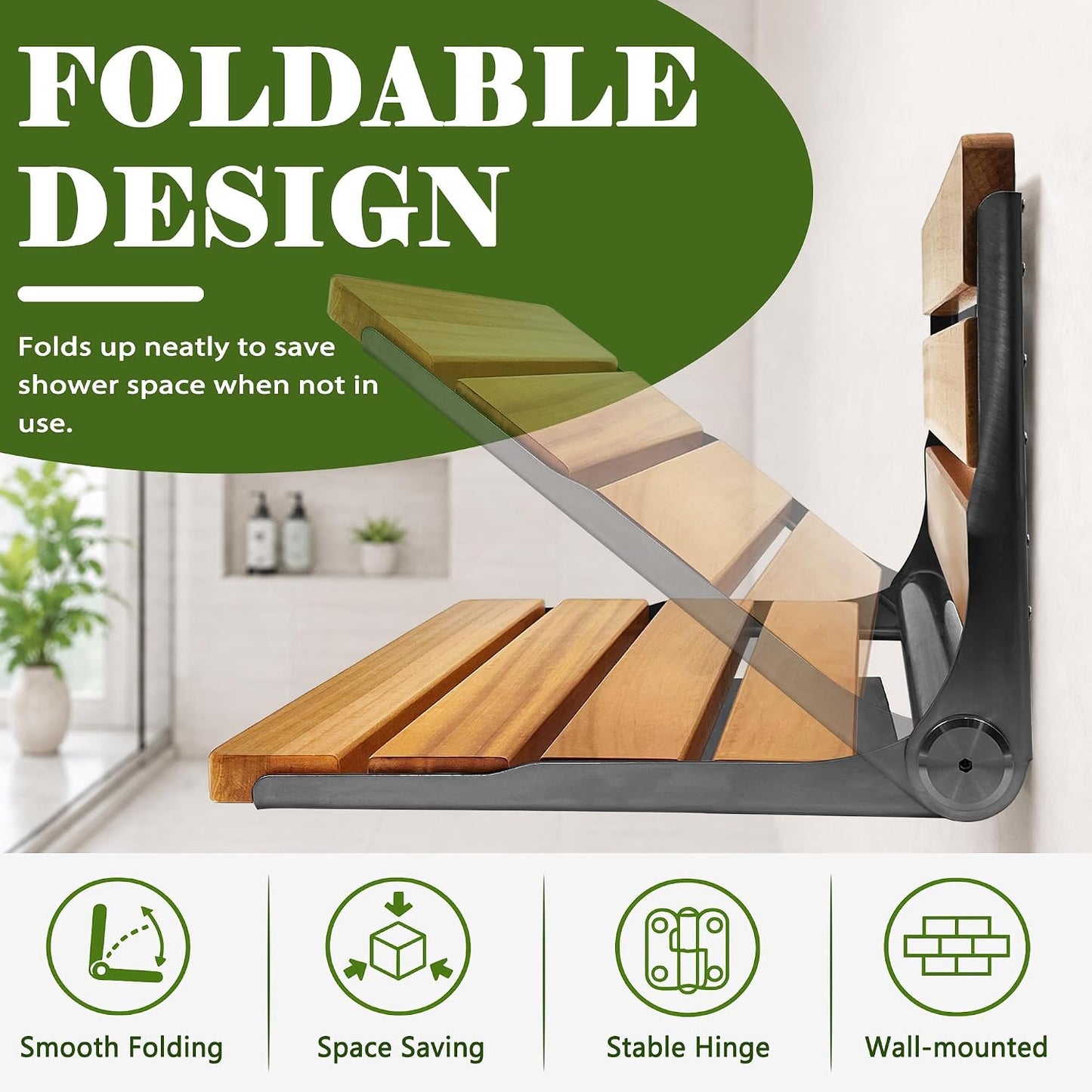 Premium Folding Teak Shower Seat