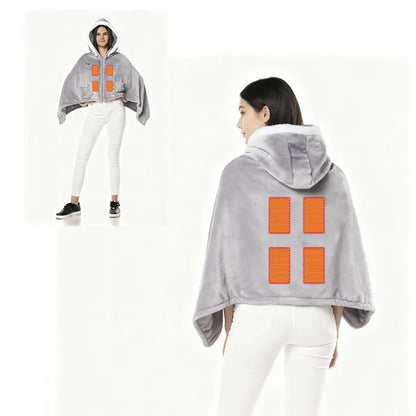 Additional view of Wearable Heated Throw Blanket Hoodie | Multi-Zone Warmth for Cozy, On-the-Go Comfort