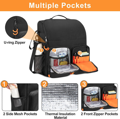 Wheelchair Backpack Bag for Back of Chair | Large Storage with Insulated Medicine Pocket & Shoulder Strap