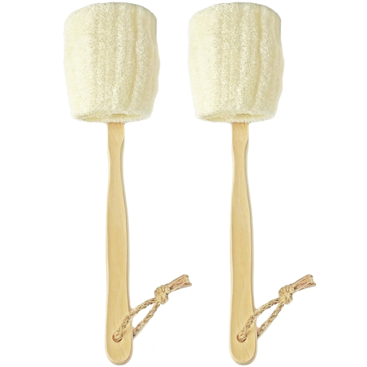 Long-Handled Natural Loofah Bath Brush (2-Pack) | Gentle Exfoliation & Easy-Reach Cleansing