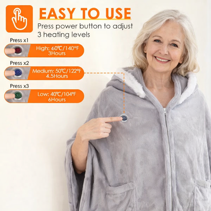 Wearable Heated Throw Blanket Hoodie | Multi-Zone Warmth for Cozy, On-the-Go Comfort