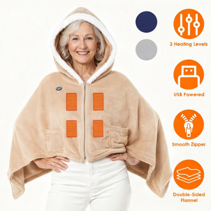 Additional view of Wearable Heated Throw Blanket Hoodie | Multi-Zone Warmth for Cozy, On-the-Go Comfort