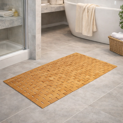 Bamboo Bath Mat (16" x 34") | Non-Slip Waterproof Bathroom Runner
