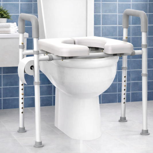 Raised Toilet Seat with Handles | Adjustable Transfer Support & Elevated Comfort | Reflex Mobility
