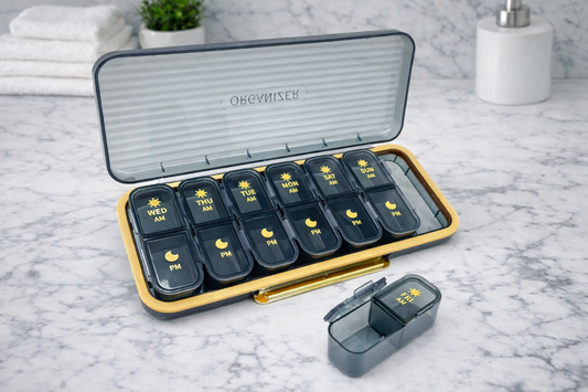 7-Day AM/PM Pill Organizer | Easy-Open Weekly Medication Case