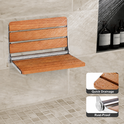 Premium Wall Mounted Folding Oak Shower Seat