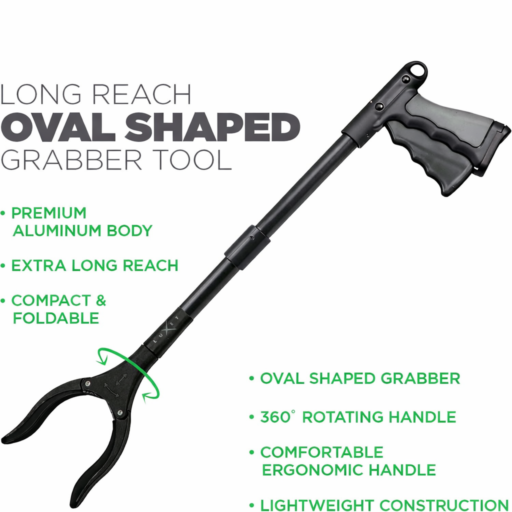 2-Pack Foldable Reacher Grabber Tool with Magnetic Tip | 19" Rotating Pickup Tool | Black