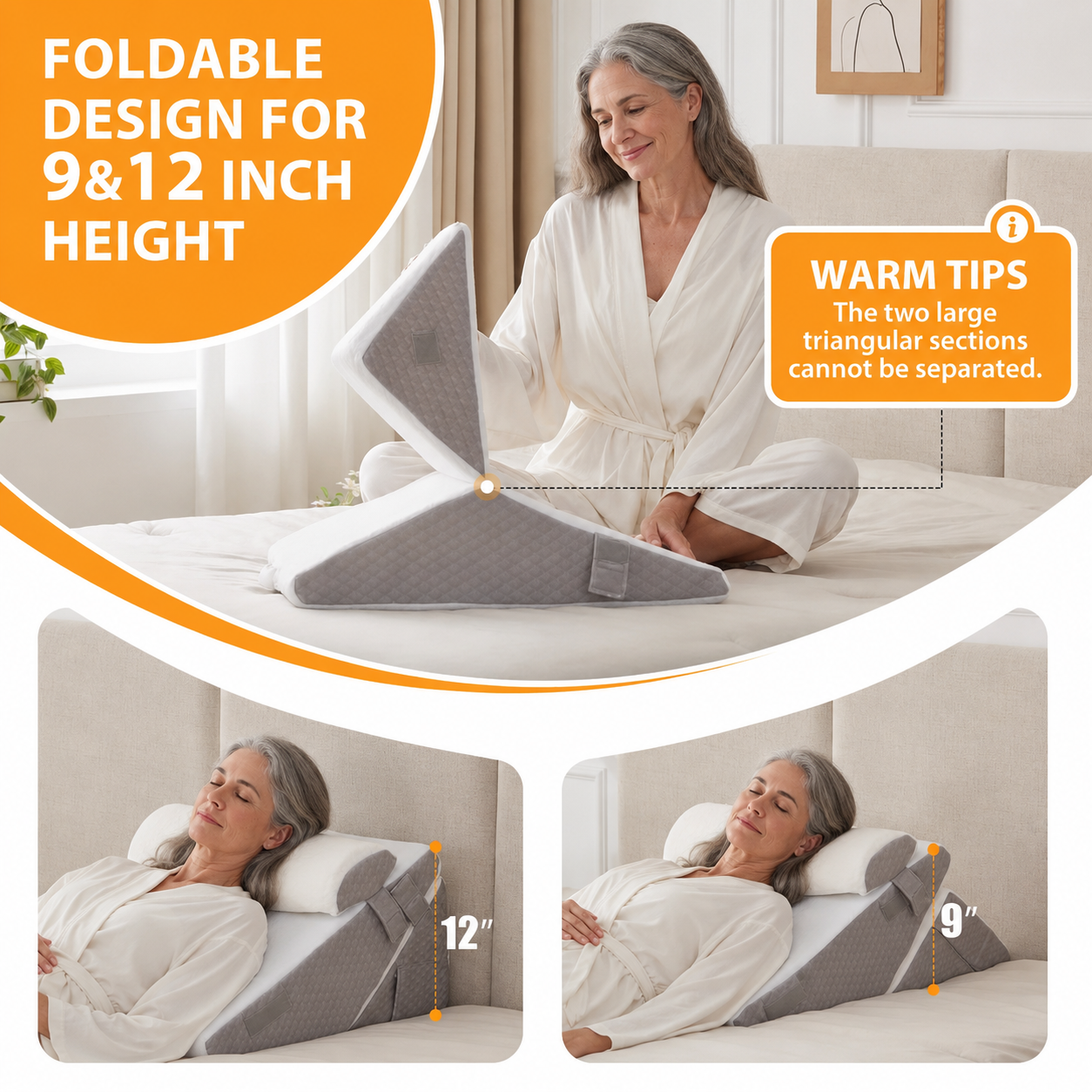 Adjustable 3-Piece Wedge Pillow System