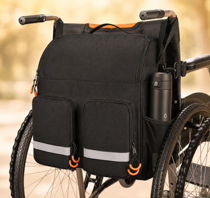 Wheelchair Backpack Bag for Back of Chair | Large Storage with Insulated Medicine Pocket & Shoulder Strap
