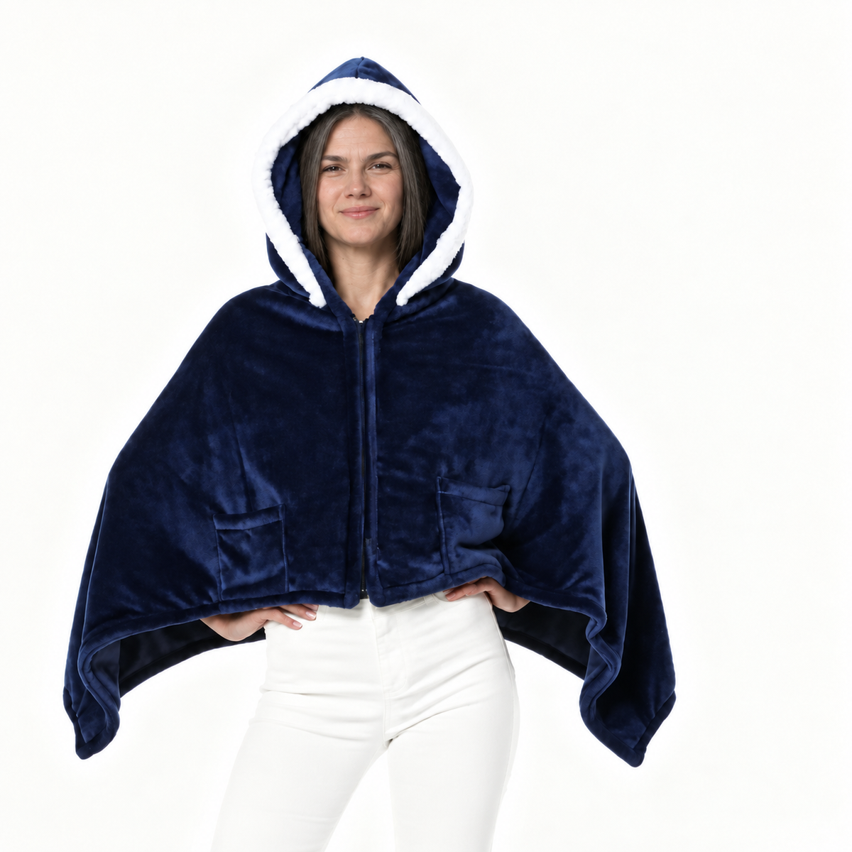 Additional view of Wearable Heated Throw Blanket Hoodie | Multi-Zone Warmth for Cozy, On-the-Go Comfort