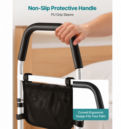Adjustable Bed Assist Rail with Storage Pocket | Under-Mattress Support