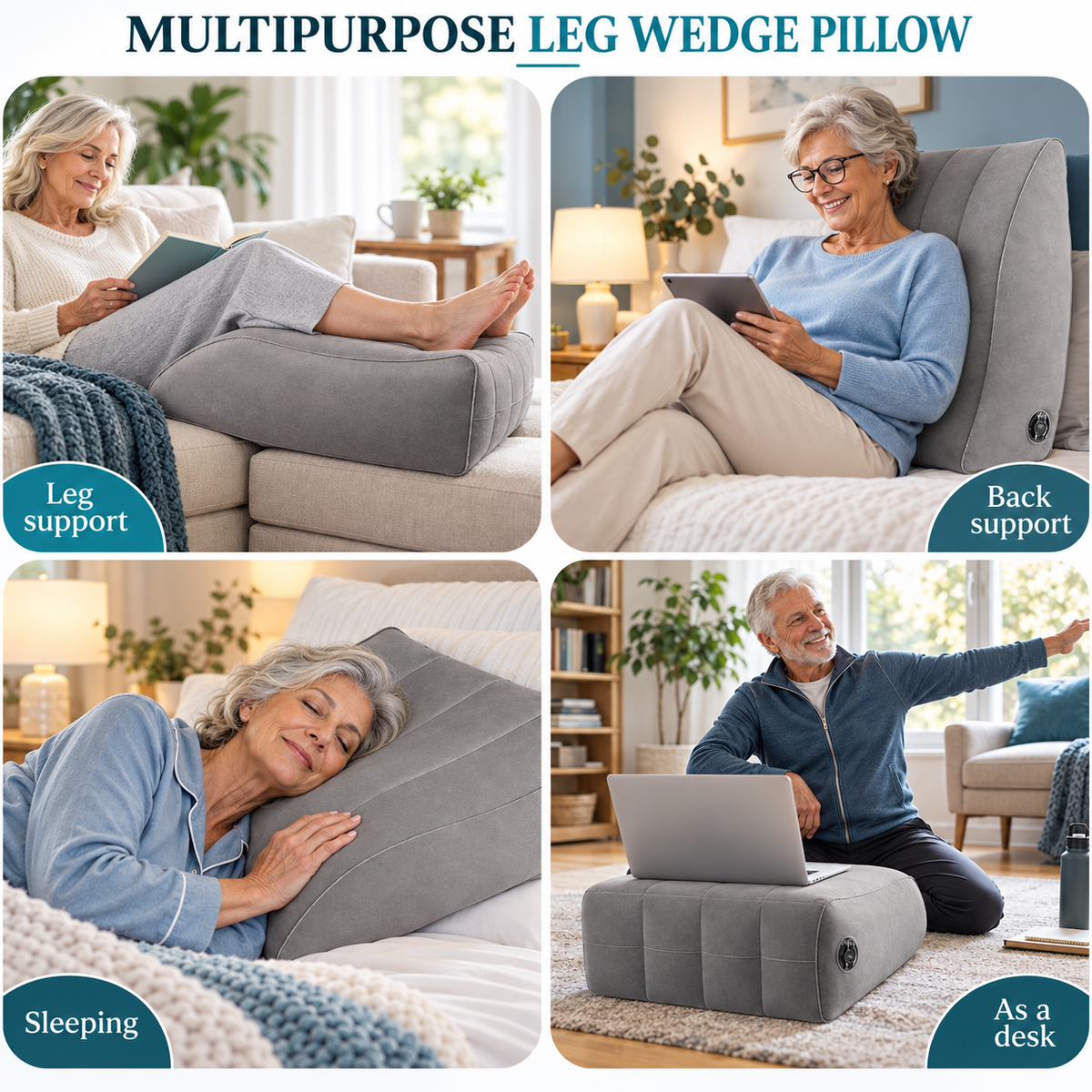 Inflatable Leg Elevation Wedge Pillow | Portable Leg & Ankle Support