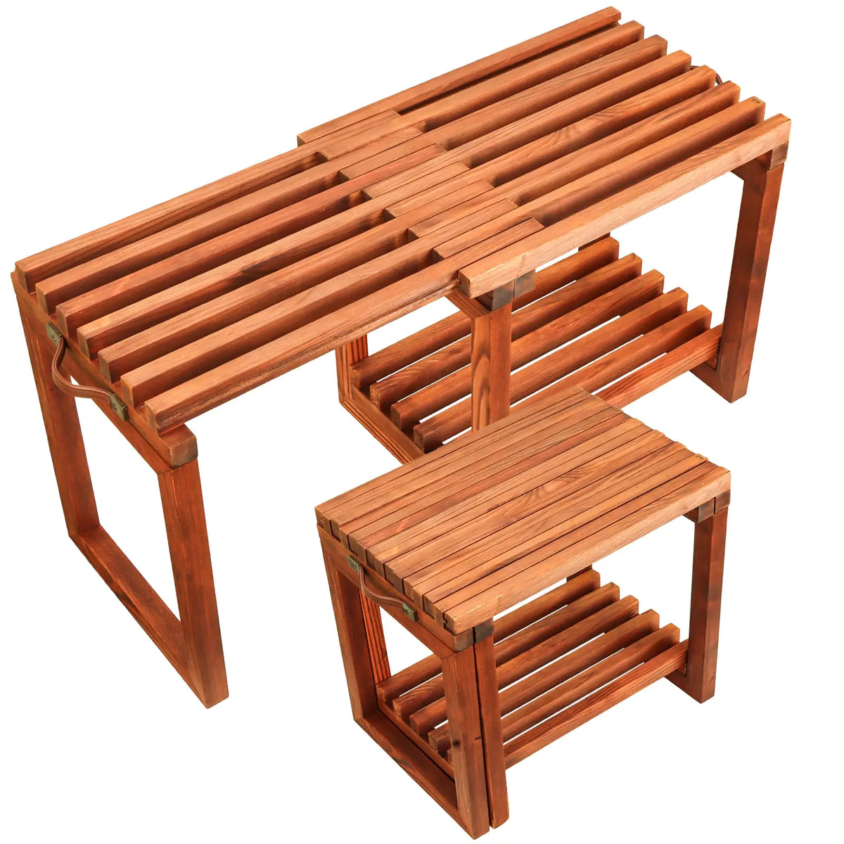 Adjustable-Length Acacia Shower Bench with Storage Shelf – alternate view 2