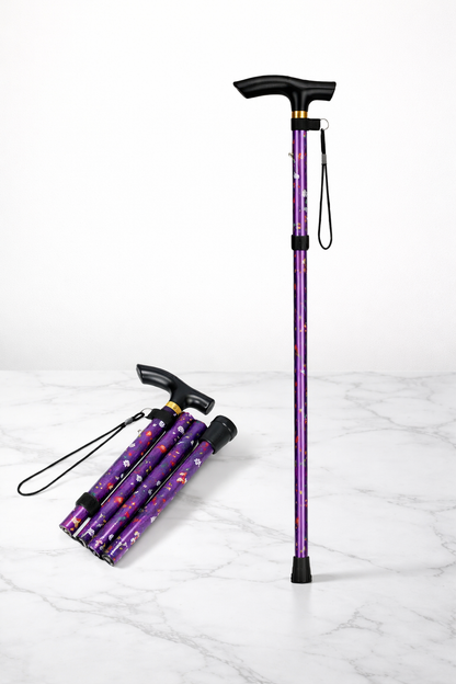 Folding Walking Cane | Lightweight Adjustable Travel Cane with T-Handle