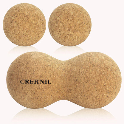 Natural Cork Massage Ball Set | Peanut Roller & Trigger Point Balls for Myofascial Release