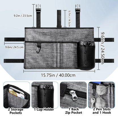 Multi-Pocket Walker Bag | Secure Buckle Straps & Cup Holder