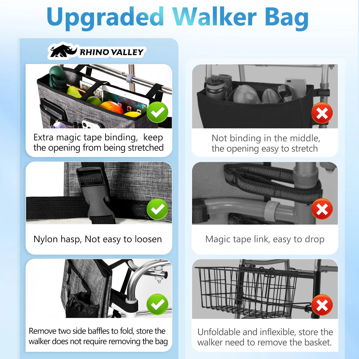 Multi-Pocket Walker Bag | Secure Buckle Straps & Cup Holder