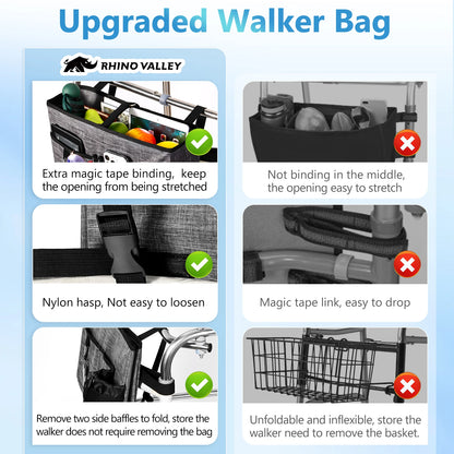 Multi-Pocket Walker Bag | Secure Buckle Straps & Cup Holder