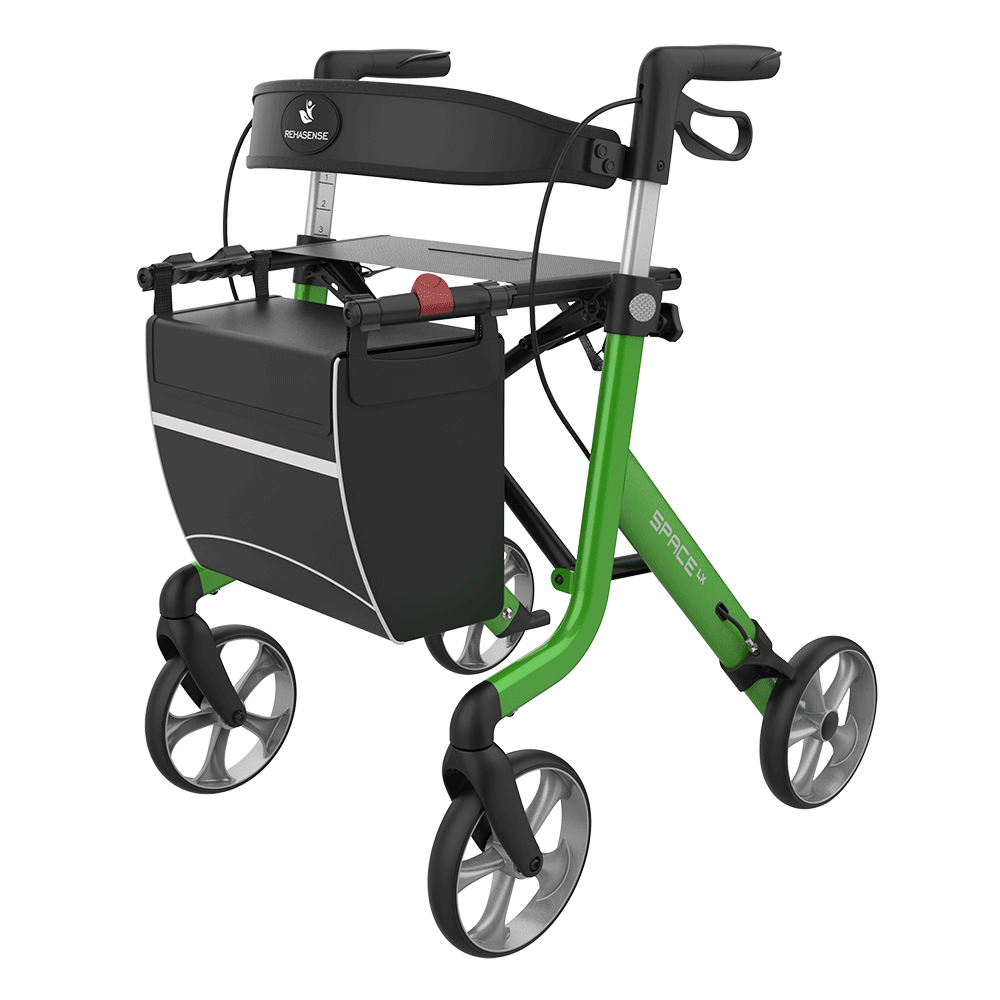 Rehasense Space LX Lightweight Rollator Walker – green front view