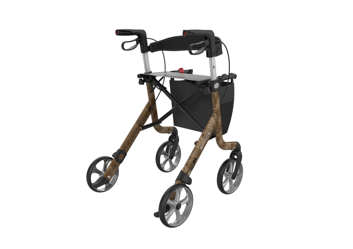 Rehasense Art Line Rollator Walker – cheetah rear view 2