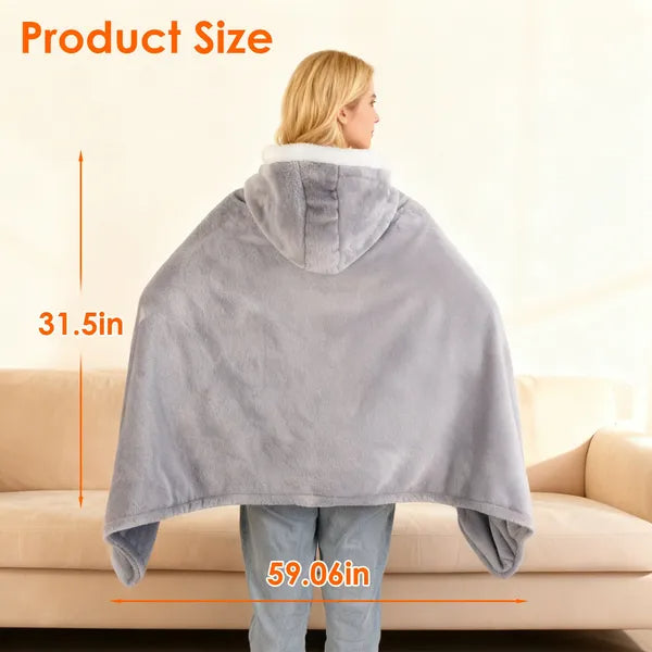 Additional view of Wearable Heated Throw Blanket Hoodie | Multi-Zone Warmth for Cozy, On-the-Go Comfort
