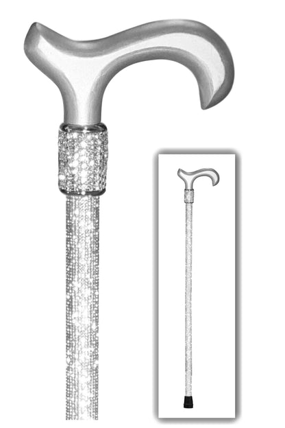 OrthoGlam “Silver Screen” Lightweight Crystal Rhinestone Fashion Cane - Fashionable Walking Stick