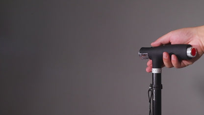 BeneCane Quad Cane | Freestanding Quad-Base Walking Cane with Dual LED Lights (Black)