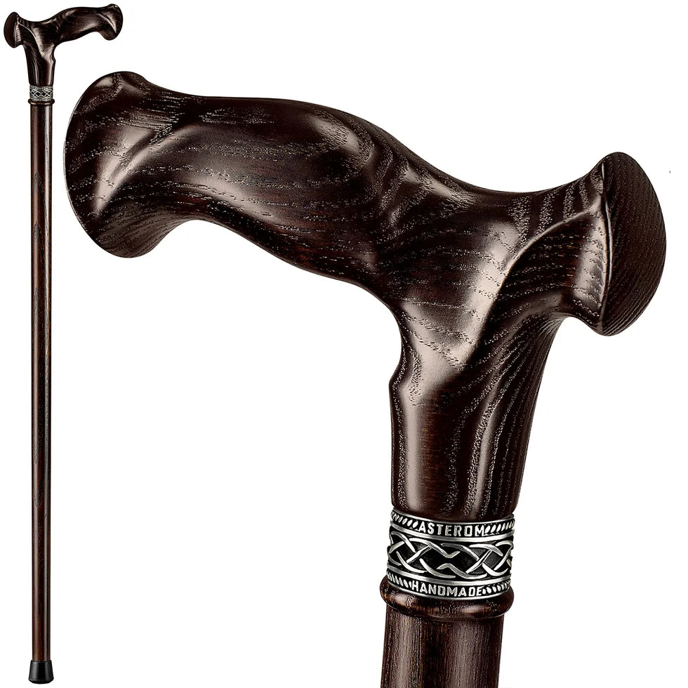 Asterom Vesper Ergonomic Wooden Walking Cane | Handcrafted Oak Cane