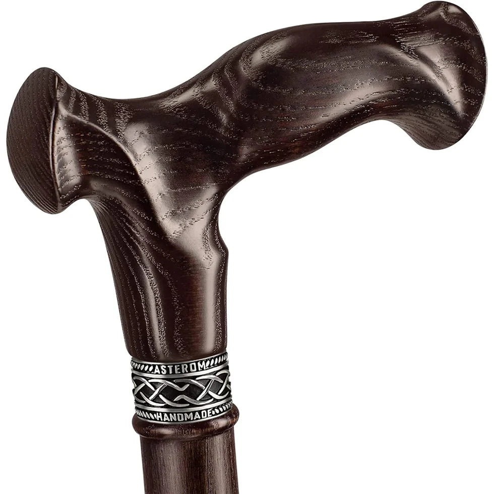 Asterom Vesper Ergonomic Wooden Walking Cane | Handcrafted Oak Cane
