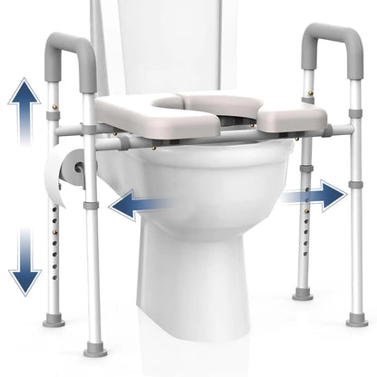 Raised Toilet Seat with Handles | Adjustable Transfer Support & Elevated Comfort | Reflex Mobility